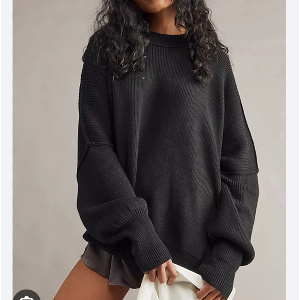 Free People Easy Street Tunic Black Sweater L